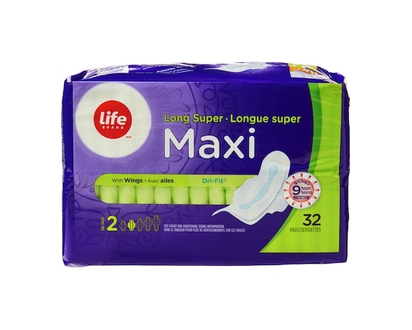 Life Brand Long Super Maxi Pads 32 Pack - 32.0 EA
