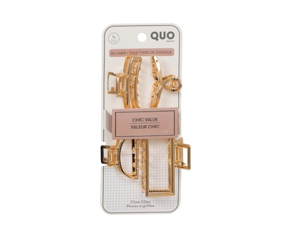 Quo Beauty Claw Clip Metal 4-pack Gold - 4.0 EA