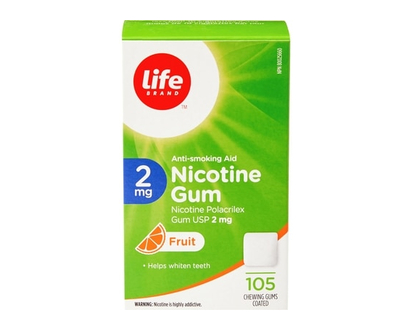 Life Brand Fruit Nicotine Gum 2 mg 105 Chewing Gums - 105.0 EA