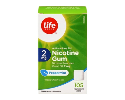 Life Brand Peppermint Nicotine Gum 2 mg 105 Chewing Gums - 105.0 EA
