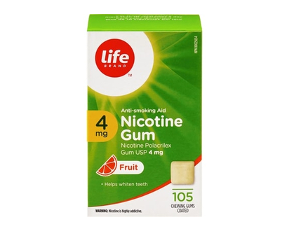 Life Brand Fruit Nicotine Gum 4 mg 105 Chewing Gums - 105.0 EA