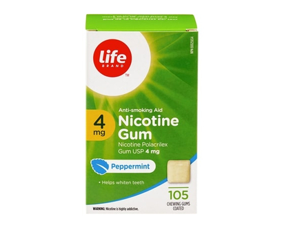 Life Brand Peppermint Nicotine Gum 4 mg 105 Chewing Gums - 105.0 EA