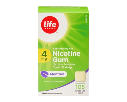 Life Brand Menthol Nicotine Gum 4 mg 105 Chewing Gums - 105.0 EA