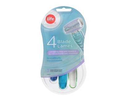 Life Brand Women's 4 Blade Disposable Razors for Sensitive Skin - 3 EA