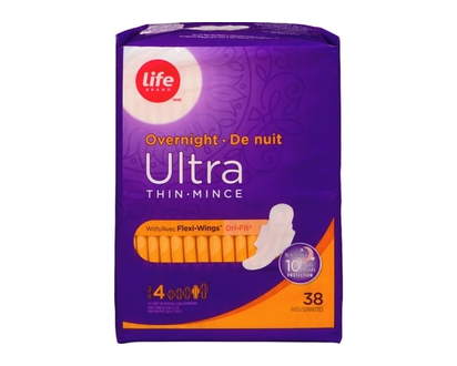 Life Brand Overnight Ultra Thin Pads 38 Pack - 38.0 EA