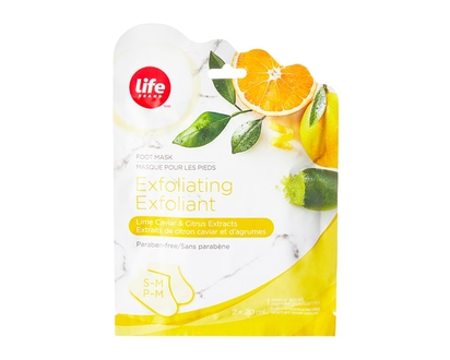 Life Brand Exfoliant masque pour les pieds, extraits de citron caviar et d'agrumes - 1 PR