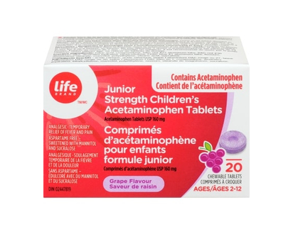 Life Brand Lb Jr Childrens Acet Grape - 20 TAB