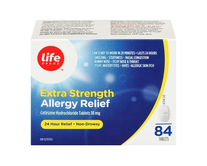 Life Brand Extra Strength Allergy Relief Cetirizine Hydrochloride Tablets - 84.0 EA
