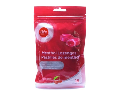 Life Brand Menthol Lozenges, Cherry Flavour, 18 Lozenges - 18.0 EA