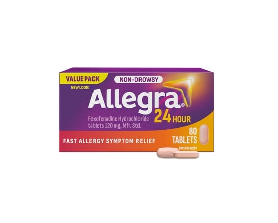 24 Hour Allergy Medication, Non Drowsy, Fexofenadine HCl; 120mg - 80.0 EA