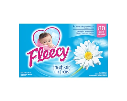 Fleecy Fabric Softener Dryer Sheets, Fresh Air, 80 Sheets - 80.0 EA