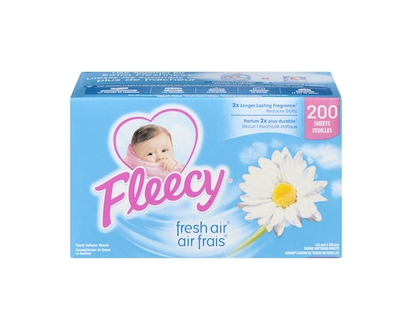 Fleecy Fabric Softener Dryer Sheets, Fresh Air - 200.0 EA