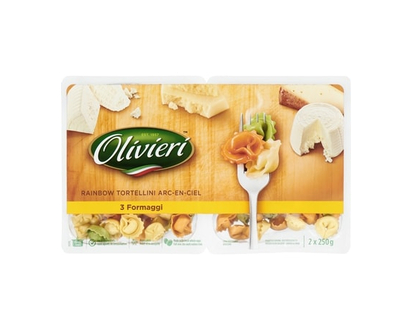 Olivieri Tortellini arc-en-ciel, au fromage, emballage double - 500.0 G