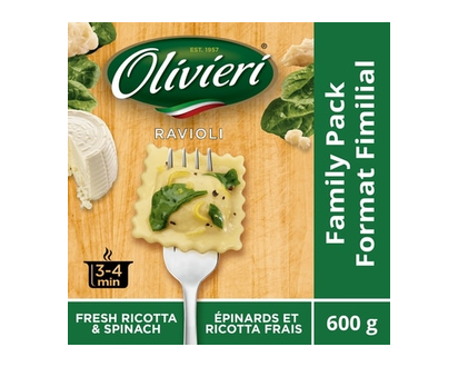 Ravioli épinards et ricotta frais - 600.0 G