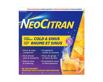 NeoCitran Extra Strength Cold & Sinus Night Lemon - 10.0 EA