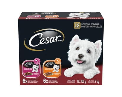 Cesar Classic Loaf In Sauce Adult Wet Dog Food Chicken & Steak Variety Pack - 100.0 G