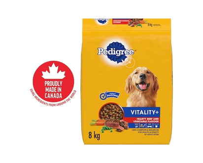 Pedigree Nourriture sèche pour chiens Vitalité+ saveur de bœuf nourrissant et de légumes - 8.0 KG