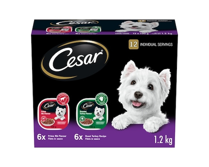 Cesar Filets In Sauce Adult Wet Dog Food Roasted Turkey & Prime Rib Variety Pack - 100.0 G