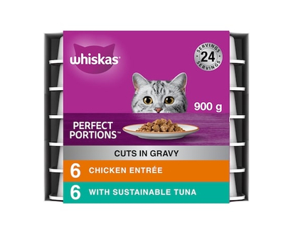 Whiskas Repas au poulet et au thon PERFECT PORTIONS coupes en sauce, emballage de 12 - 900.0 G