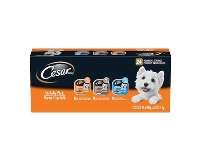 Cesar Classic Loaf In Sauce Adult Wet Dog Food Variety Pack with Chicken, New York Strip & Lamb - 2.4 KG