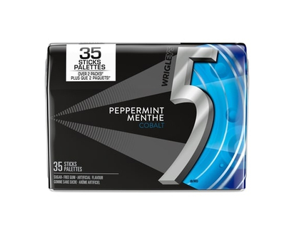 Wrigley's 5 Peppermint-Cobalt Flavoured Sugar Free Chewing Gum, 35 Sticks, 1 Pack - 1.0 EA