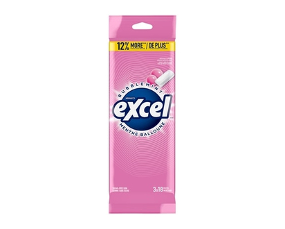 Wrigley's Excel Bubblemint Flavoured Sugar Free Chewing Gum, 18 Pieces, 3 Packs - 3.0 EA