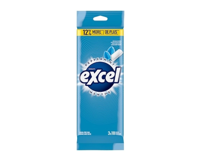 Wrigley's Excel Peppermint Flavoured Sugar Free Chewing Gum, 18 Pieces, 3 Packs - 3.0 EA
