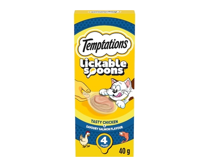 Temptations Lickable Spoons Tasty Chicken & Savoury Salmon Adult Cat Treats - 40.0 G