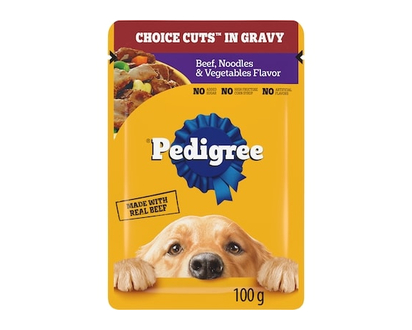 Pedigree Choice Cuts In Gravy Beef, Noodles & Vegetables Flavour Adult Wet Dog Food Pouch - 100.0 G