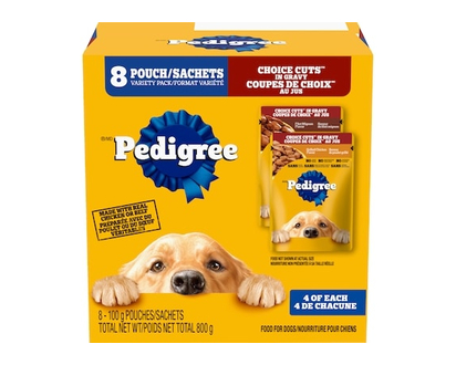 Pedigree Choice Cuts In Gravy Filet Mignon and Grilled Chicken Flavour Adult Wet Dog Food Pouch Variety Pack - 100.0 G