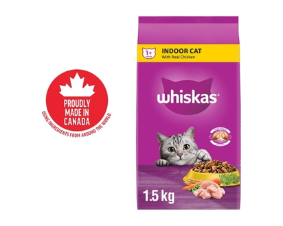 Whiskas Indoor Cat Adult Dry Cat Food With Real Chicken - 1.5 KG