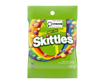 Skittles Double Sour Chewy Candy, Bag - 140.0 G