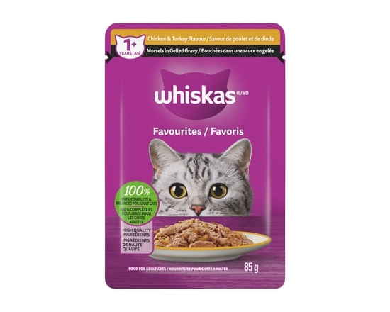 FAVOURITES Adult Wet Cat Food Morsels in Gelled Gravy Chicken & Turkey Flavour - 85.0 G