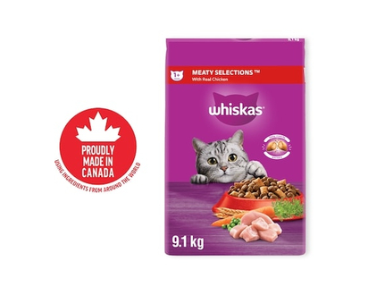 Whiskas Nourriture sèche pour chats adultes Sélections de viande avec poulet véritable - 9.1 KG