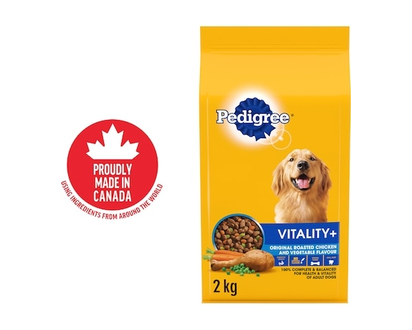 Pedigree Nourriture sèche pour chiens adultes Vitalité+ saveur de poulet rôti et de légumes - 2.0 KG