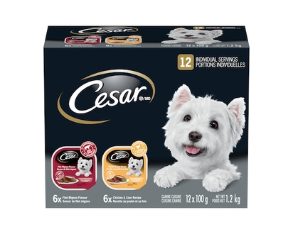 Cesar Classic Loaf In Sauce Adult Wet Dog Food Filet Mignon & Chicken and Liver Variety Pack - 100.0 G