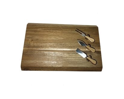 President's Choice Set of 4 Acacia Wood Cutting Board and Cheese Knives - 1.0 EA