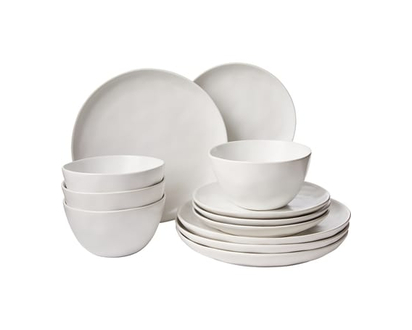 Organic Shape Dinnerware Set 12Pc - White - 1.0 EA