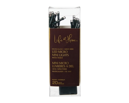Mini microlumières avec minuterie, ensemble de 20 ampoules, multicolore - 1.0 EA
