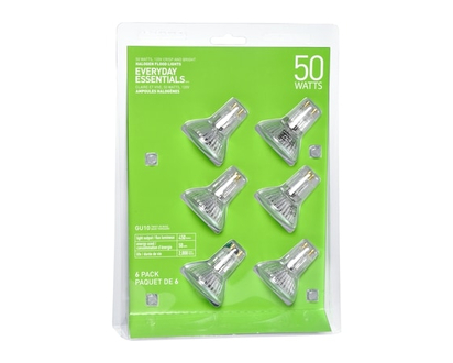 Everyday Essentials GU10 Halogen Flood 50W Light Bulbs - 6.0 EA