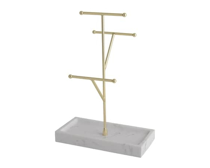 Life at Home Jewelry Tree, Metal and Polyresin, Gold and Marble Effect - 1.0 EA