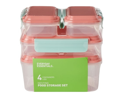 Everyday Essentials 8Pc Nesting Lunch Storage - Mint & Coral - 4.0 EA