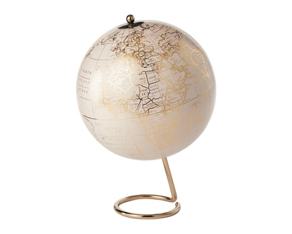 Life at Home Globe sur socle, 12,5 po, rose pâle avec imprimé doré, socle en or rose - 1.0 EA