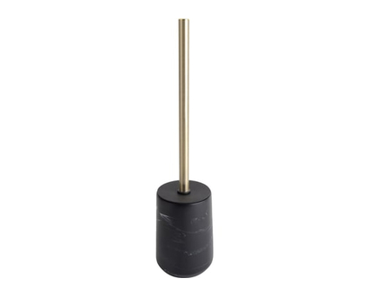 Life at Home Marble Toilet Brush Holder, Polyresin, Stainless Steel, and Plastic, Black Marble Effect and Gold - 1.0 EA