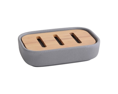 Life at Home Bamboo Soap Dish, Grey - 1.0 EA