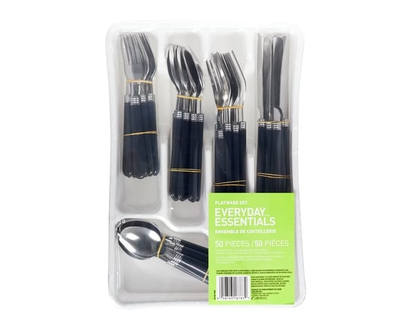 Everyday Essentials Ensemble de couverts de 50 pièces avec plateau - 1.0 EA