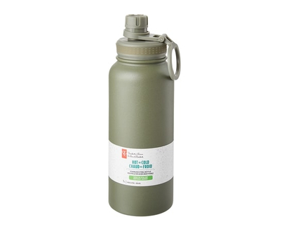 President's Choice President's Choice Dual Lid Stainless Steel Water Bottle, 1L - Olive - 1.0 EA