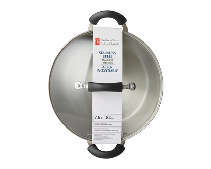 President's Choice President's Choice Stainless Steel Dutch Oven 5qt with Break Resistent Tempered-Glass Lid and cool touch handles, Induction Compati