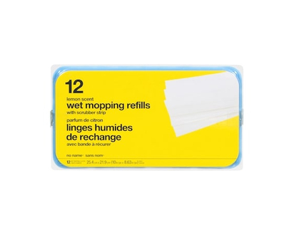 No Name Lemon Scented Wet Mop Refills With Scrubber Strip - 12.0 EA