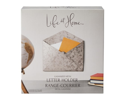 Life at Home Range-courrier en métal galvanisé, 11,6 po x 1,77 po x 12 po (29,5 cm x 4,5 cm x 30 cm), gris argent - 1.0 EA